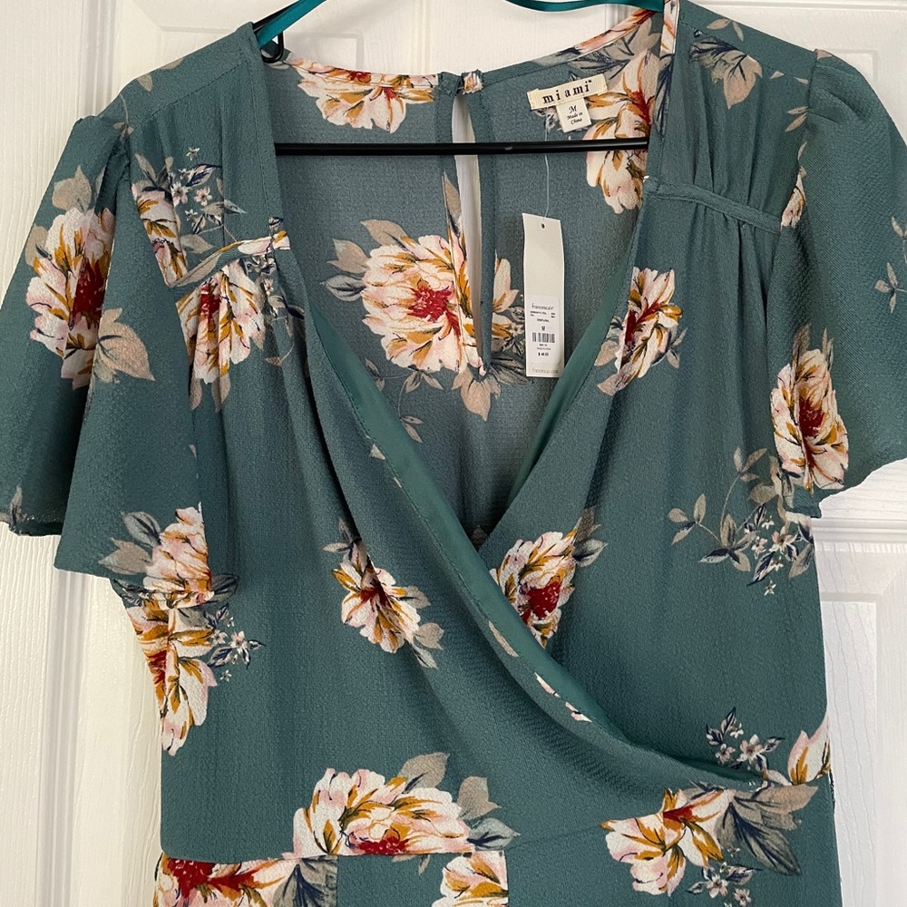 Teal floral jumpsuit